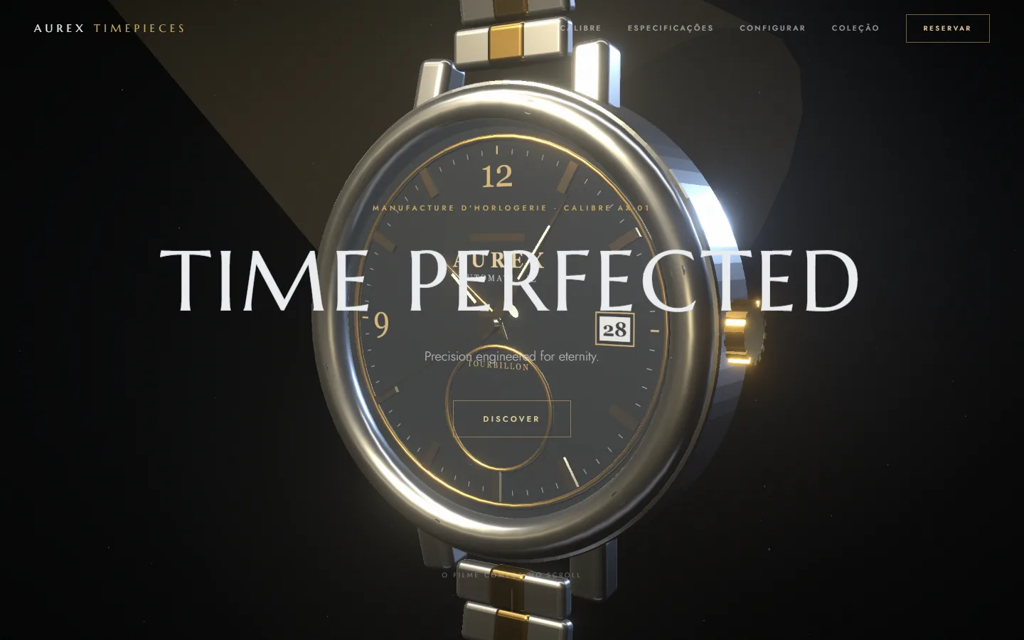 Tela do projeto AUREX TIMEPIECES