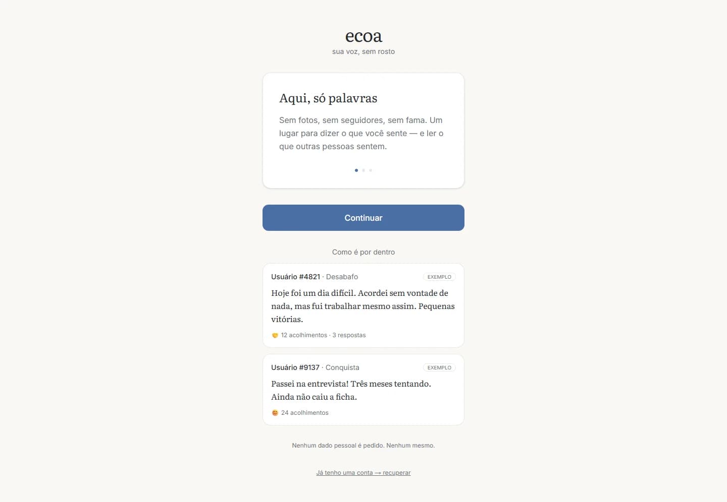 Tela do projeto ECOA