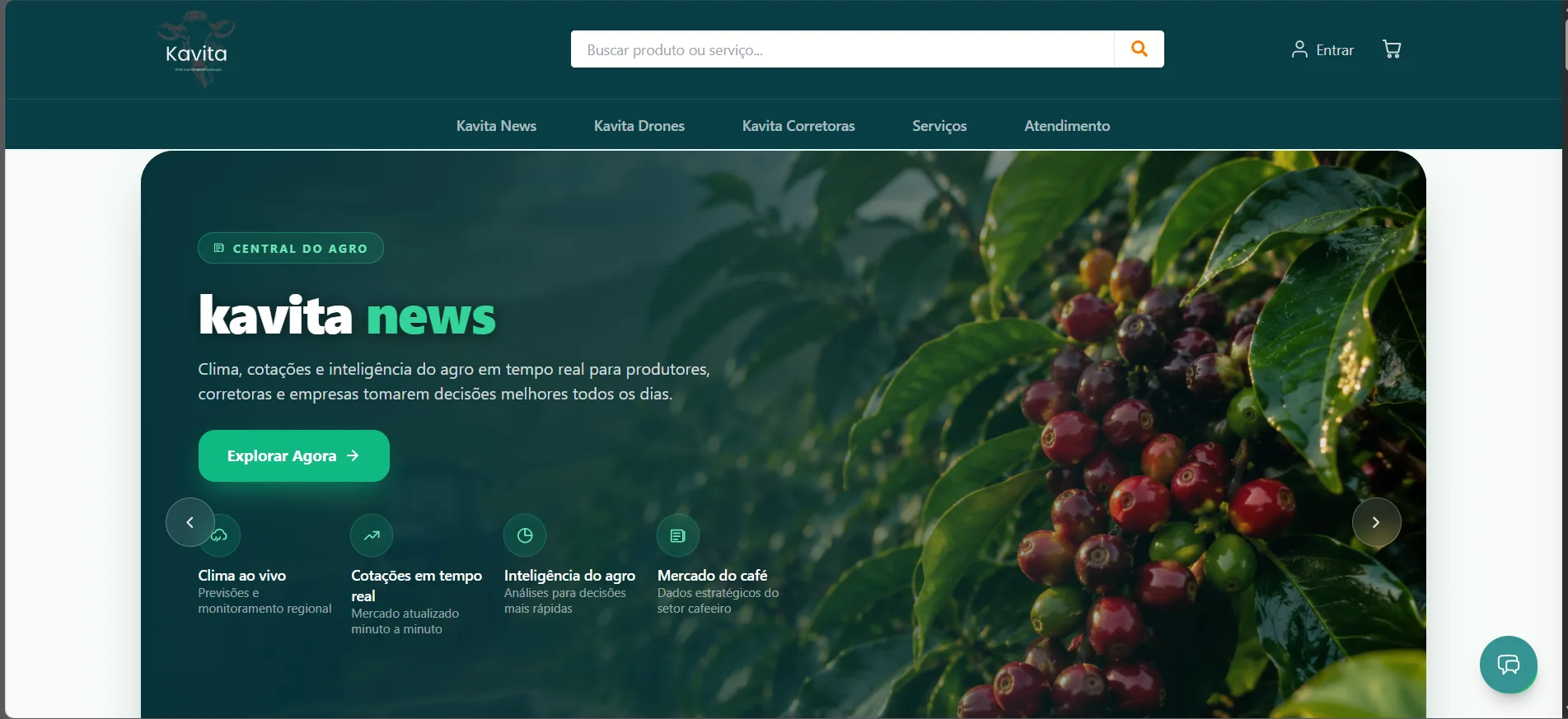Tela do projeto E-commerce do Agro