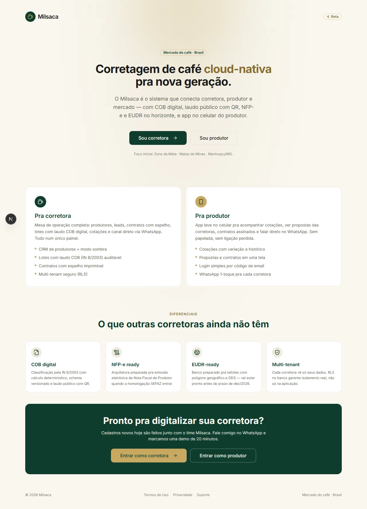 Tela do projeto Milsaca