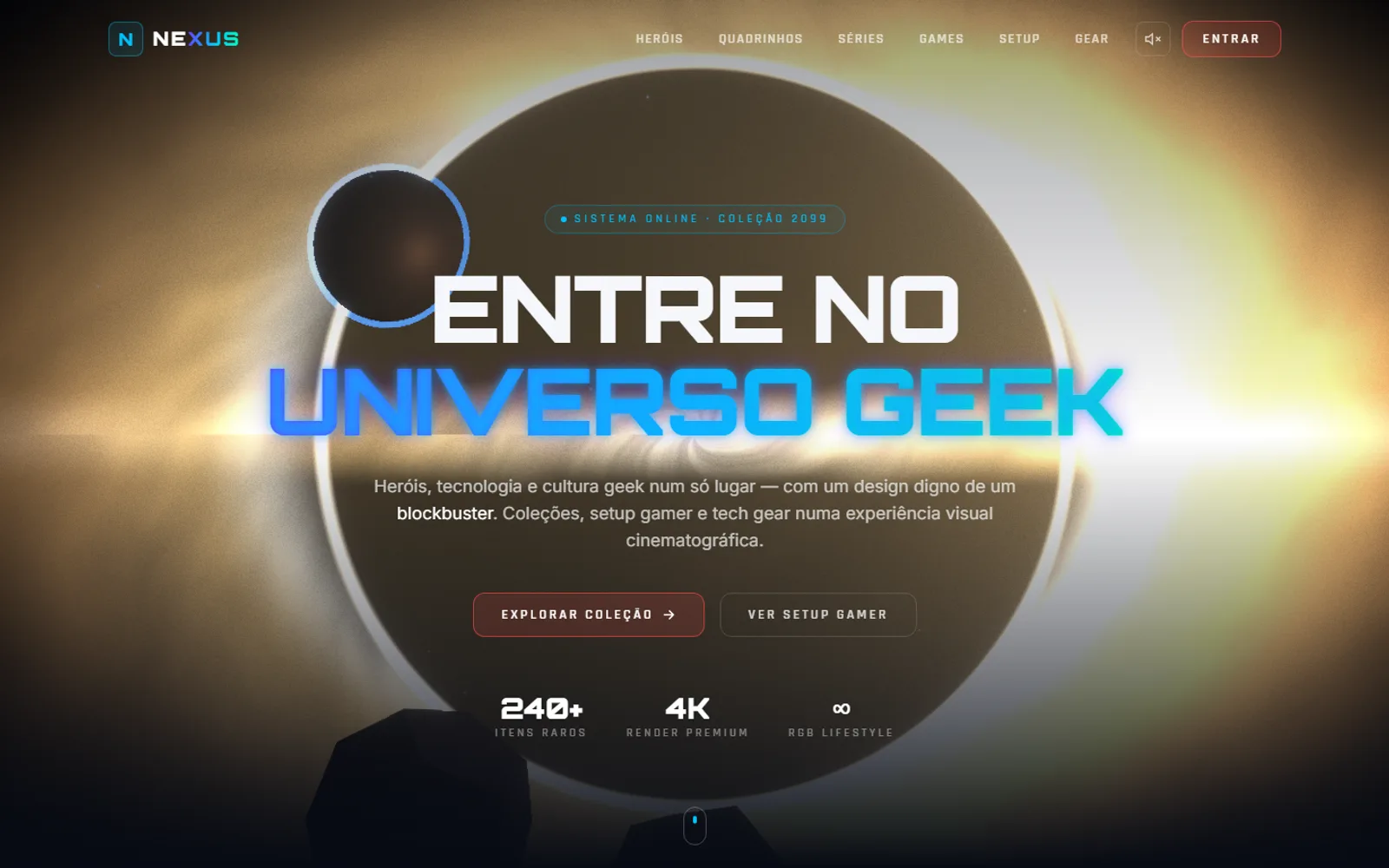 Hero com buraco negro 3D cinematográfico